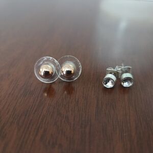 Silver and Gold Stud Earrings Set